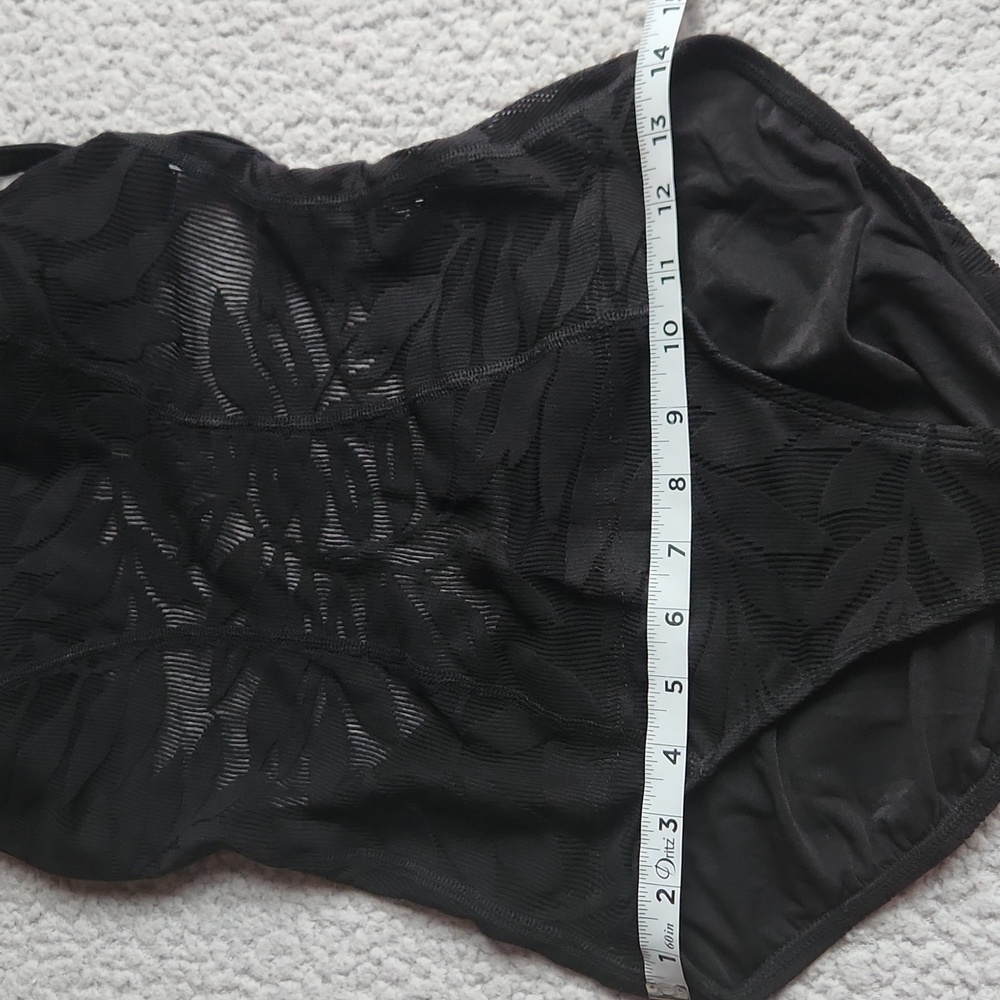 ROBIN PICCONE Sexy Black Tropical Leaf Pattern Sheer Stomach One-Piece Swimsuit - Picture 5 of 7